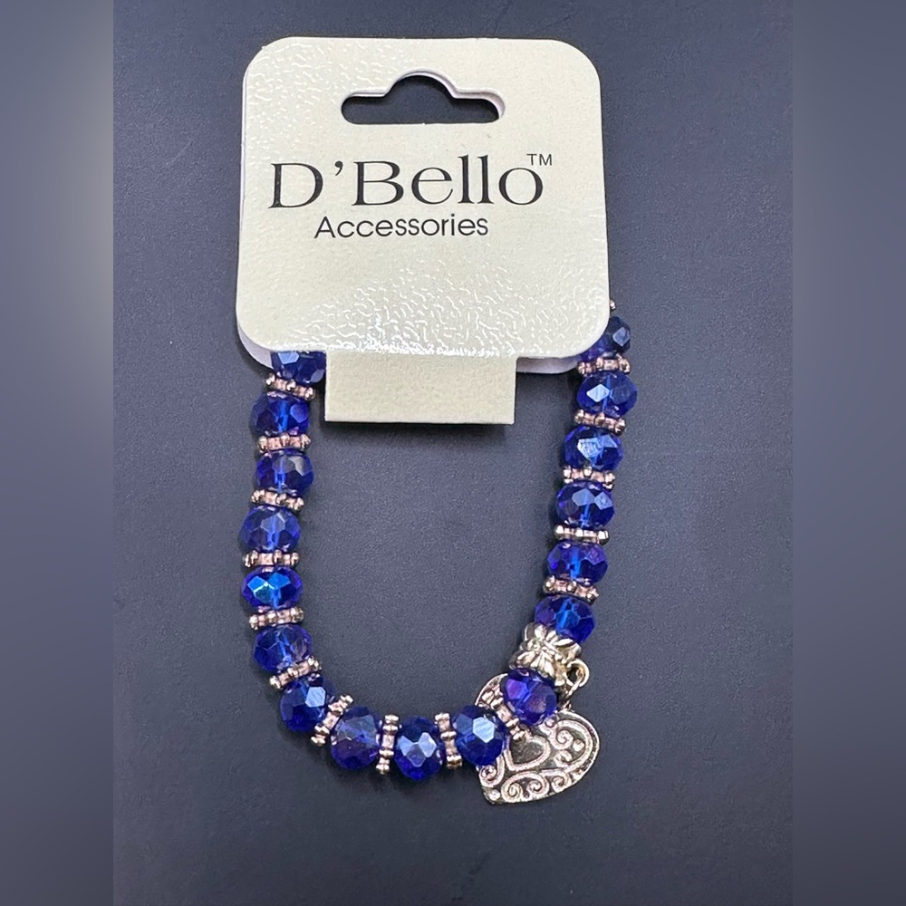 NEW!! D’Bello blue heart shaped bracelet